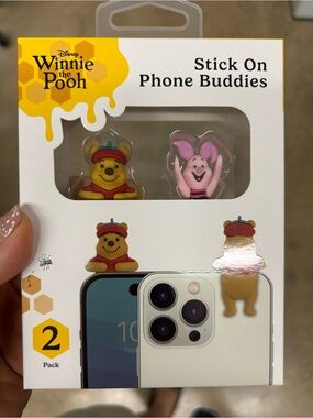 Disney Winnie the Pooh Stick On Phone Buddies - Yellow & Pink (2 Pack)